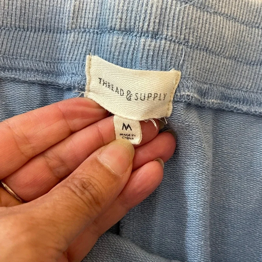 Thread Supply Light Blue White Splash Print Sweat‎ Shorts Women's Medium